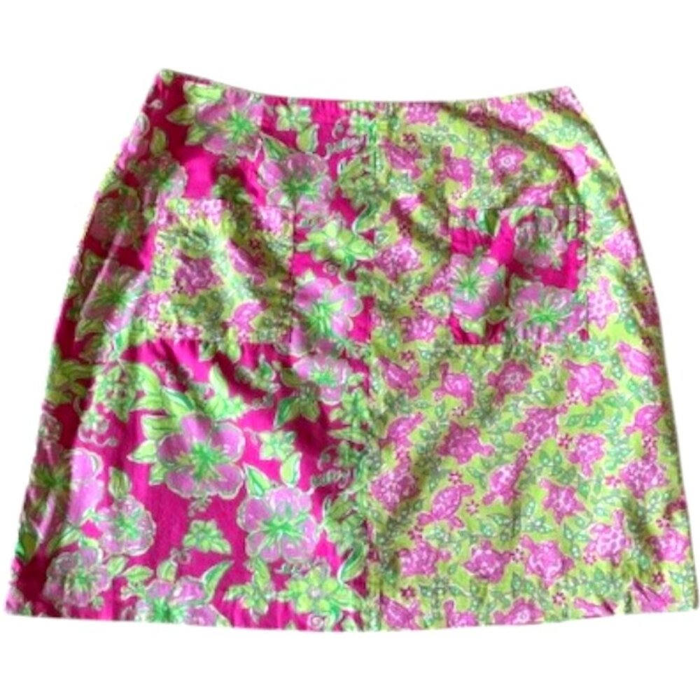 Lilly Pulitzer Vintage White Label Sea Turtle Hibiscus Skirt